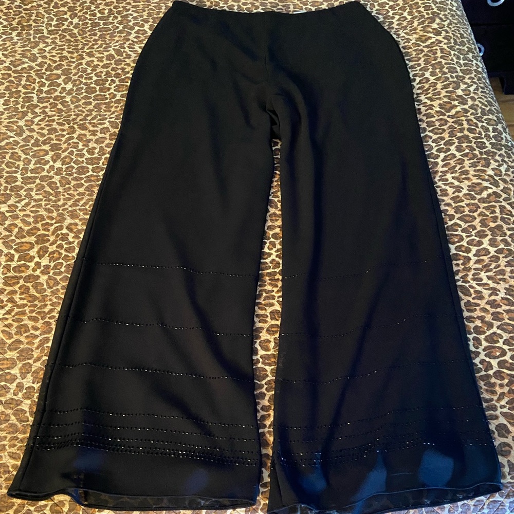 Sandra Darren Black Beaded Dress Palazzo Pants - Picture 4 of 13